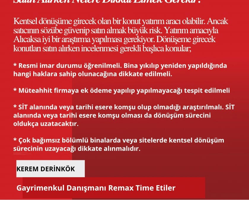 Kentsel Dönüşüme Girecek Konut Alınır Mı, Satın Alırken Nelere Dikkat Etmek Gerekir?